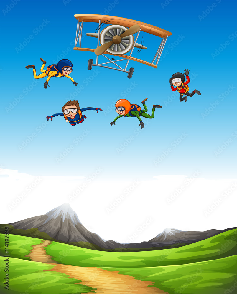 四人跳伞