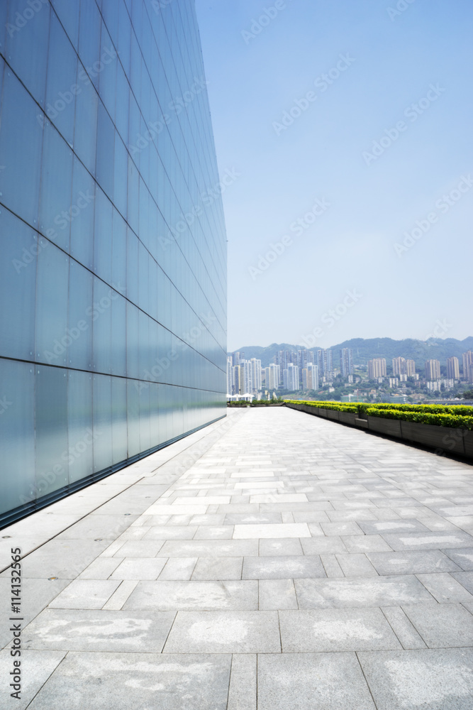 empty street with cityscape and skyline of chongqing