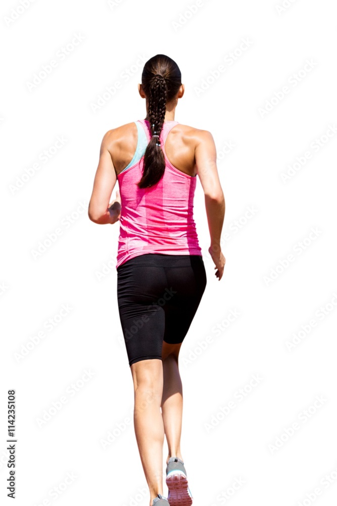 女性跑步后视图
