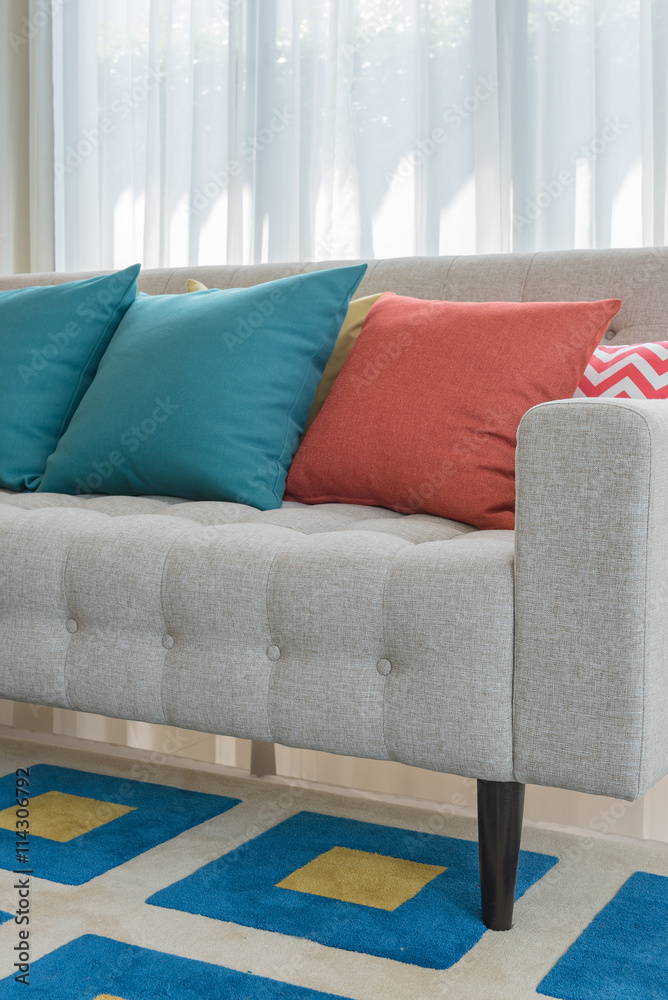 客厅经典沙发风格的彩色枕头