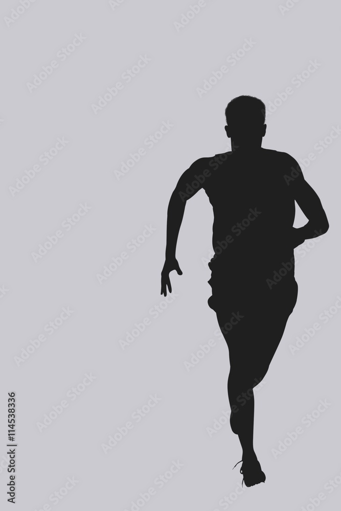 健康人在白色背景下奔跑的合成图像