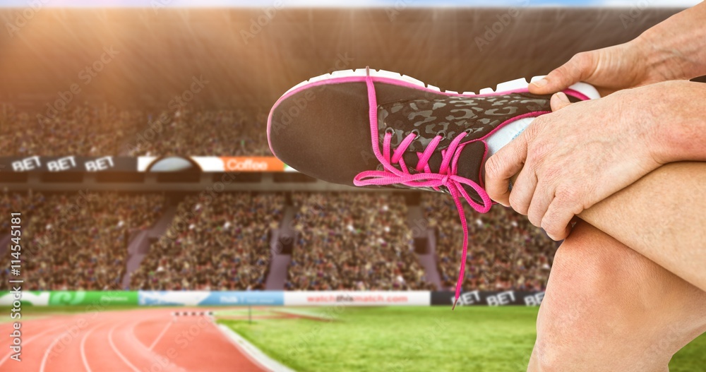 运动员穿着训练鞋的合成图像