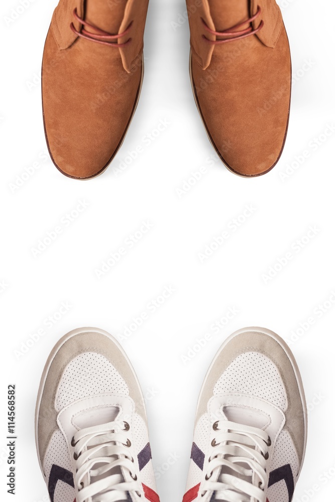 Composite image of focus of dress shoes 