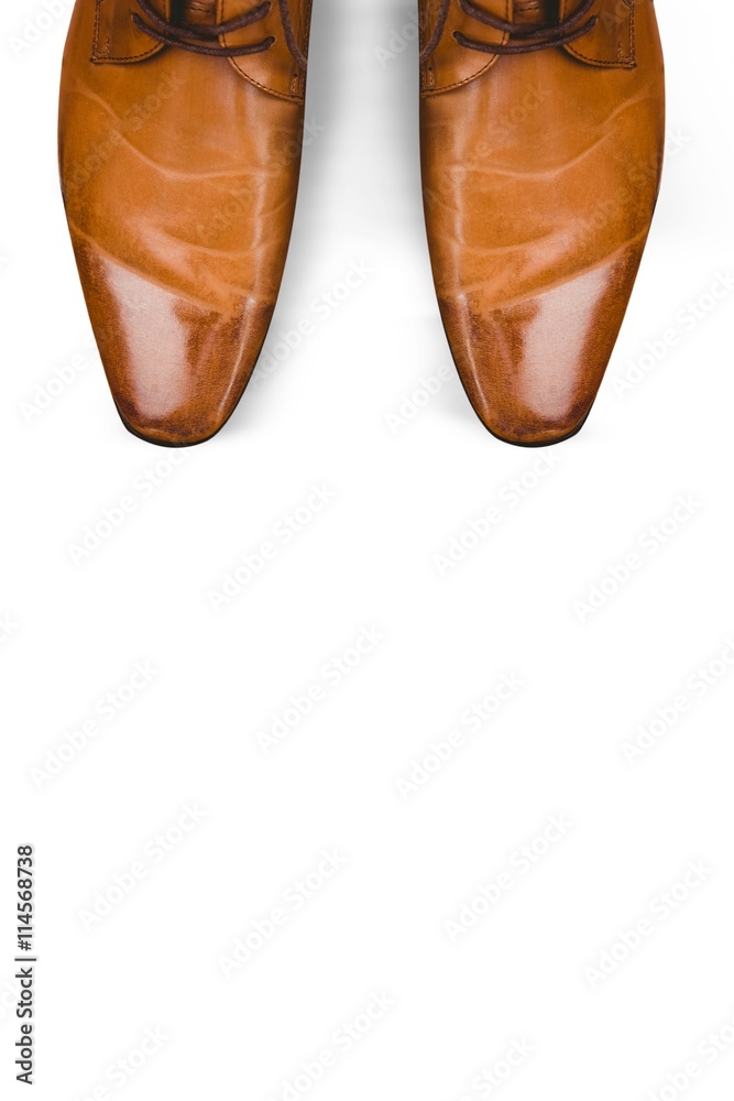 Focus of brown dress shoes 