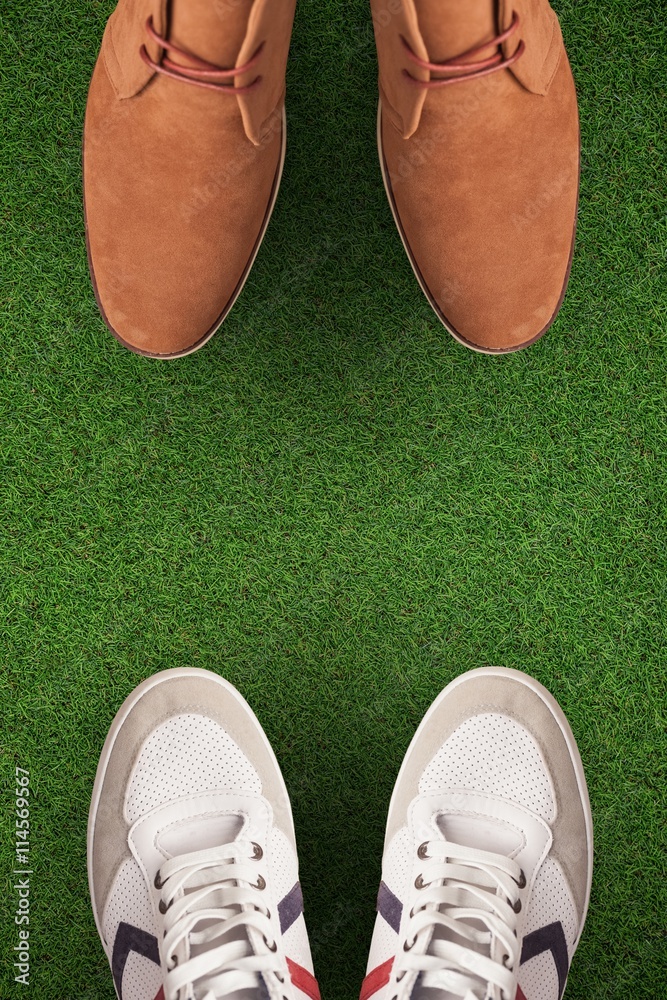 Composite image of focus of dress shoes 