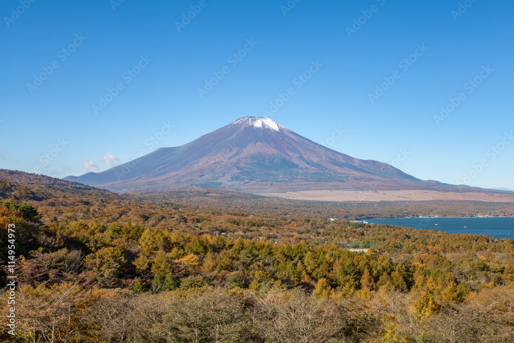 秋季富士山和山中湖