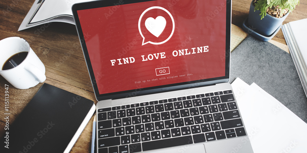 网上寻找爱情情人节浪漫爱情心动约会概念