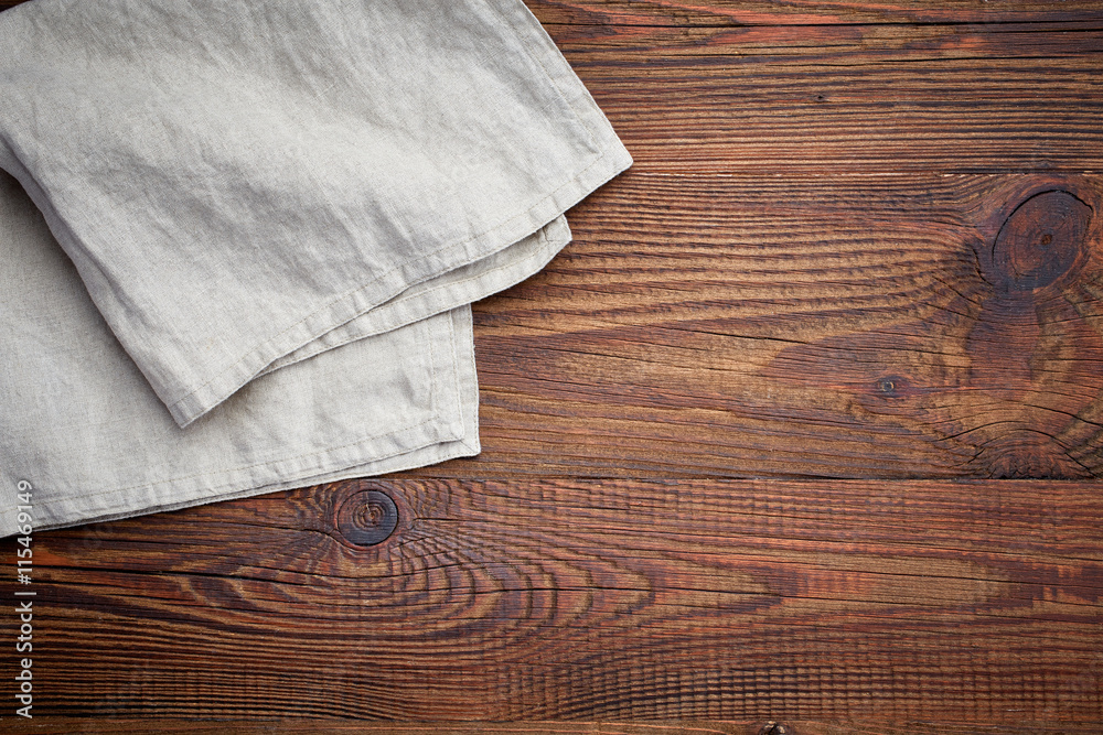 linen napkin on wooden table