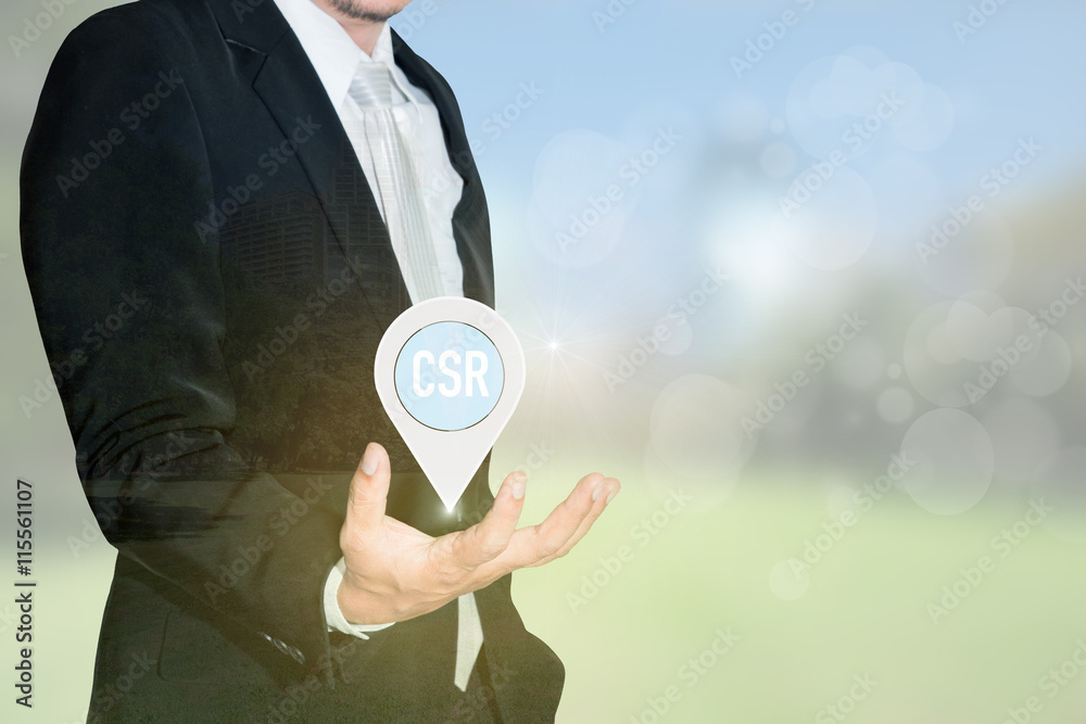 企业社会责任（CSR）概念。商人持有
