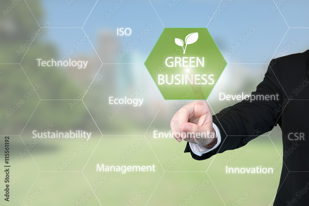 绿色商业理念-与虚拟互联网合作的商人