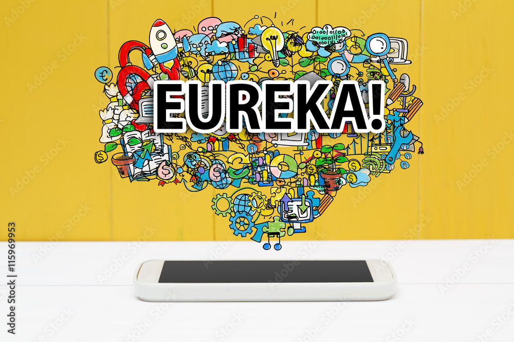 Eureka concept with smartphone