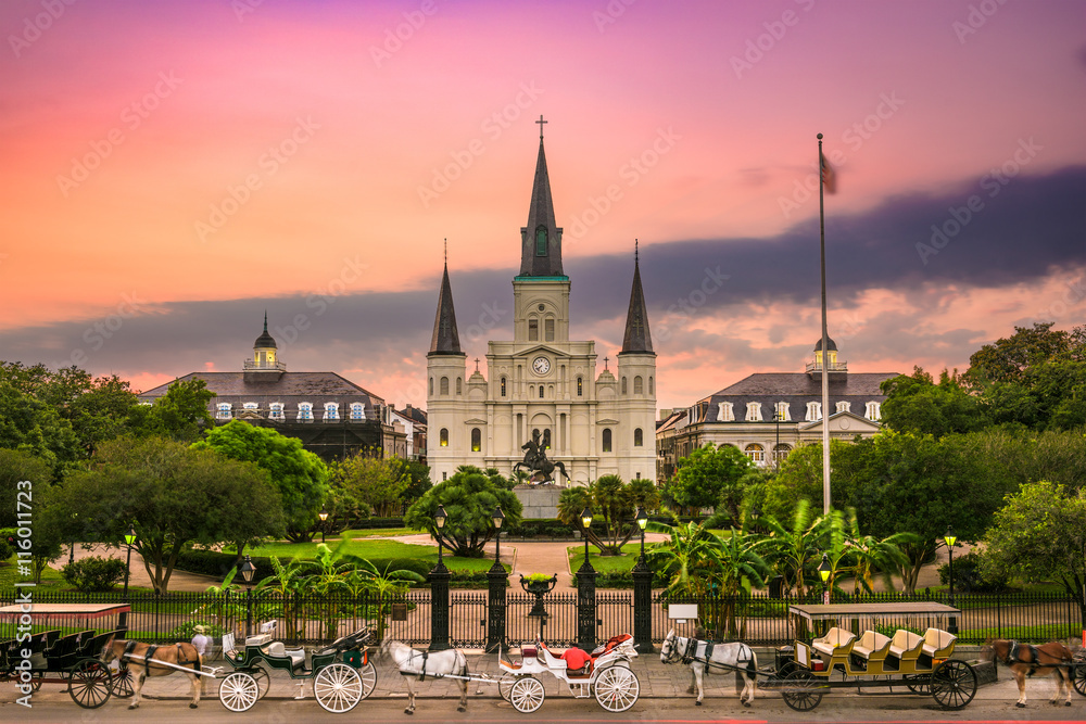 St. Louis Cathedral at Jackson Square, New Orleans, Louisiana.