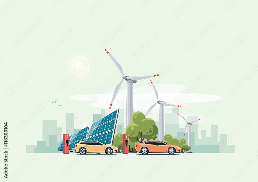 电动汽车充电城市主题