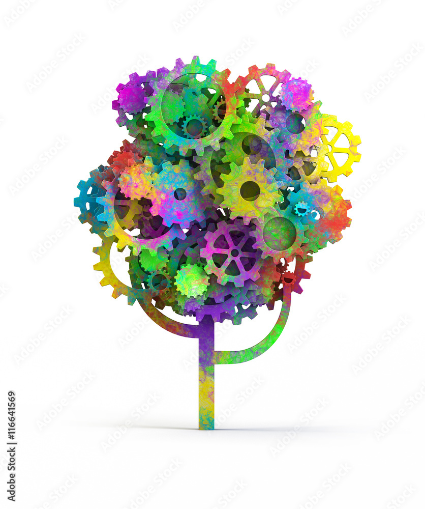齿轮制成的彩色树
