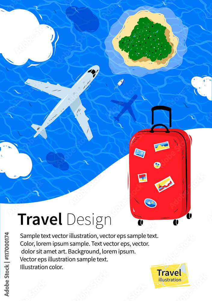 Flyer design with red travel bag