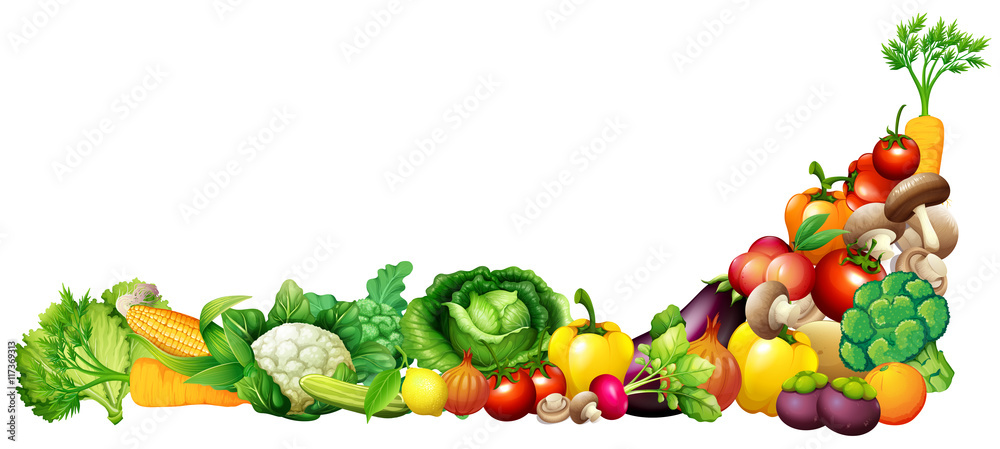 新鲜蔬菜和水果的纸质设计
