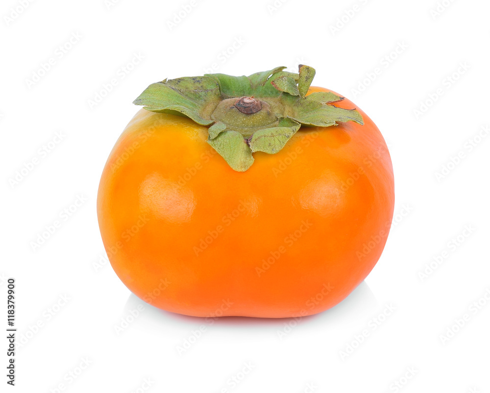 白底分离的新鲜柿子果实