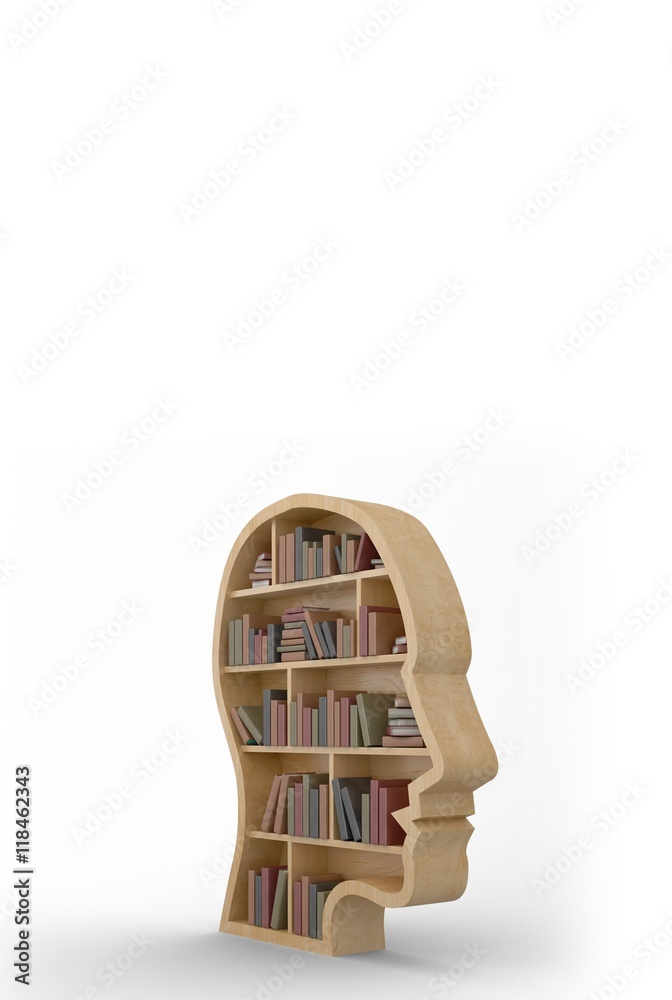 Composite image of human face shape bookshelves