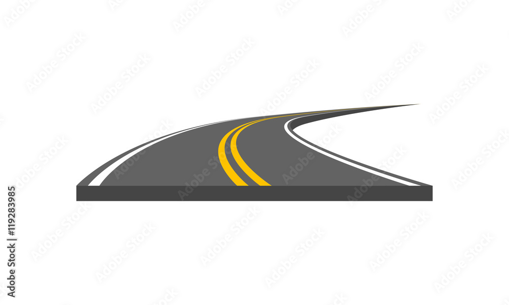 道路矢量图。带标记的曲线公路。