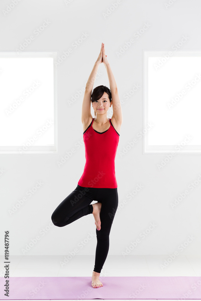 attractive asian woman exercise image
