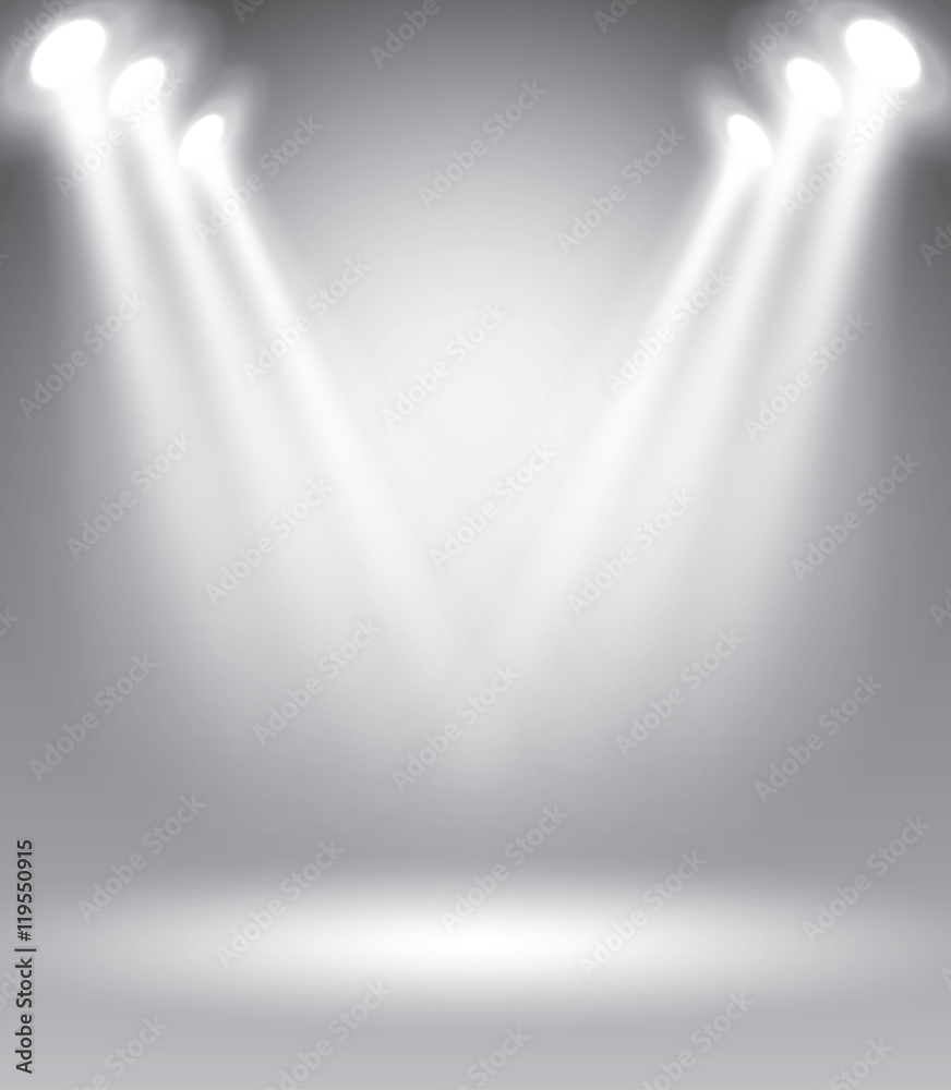 Illuminated stage with scenic lights vector illustration template for advertising