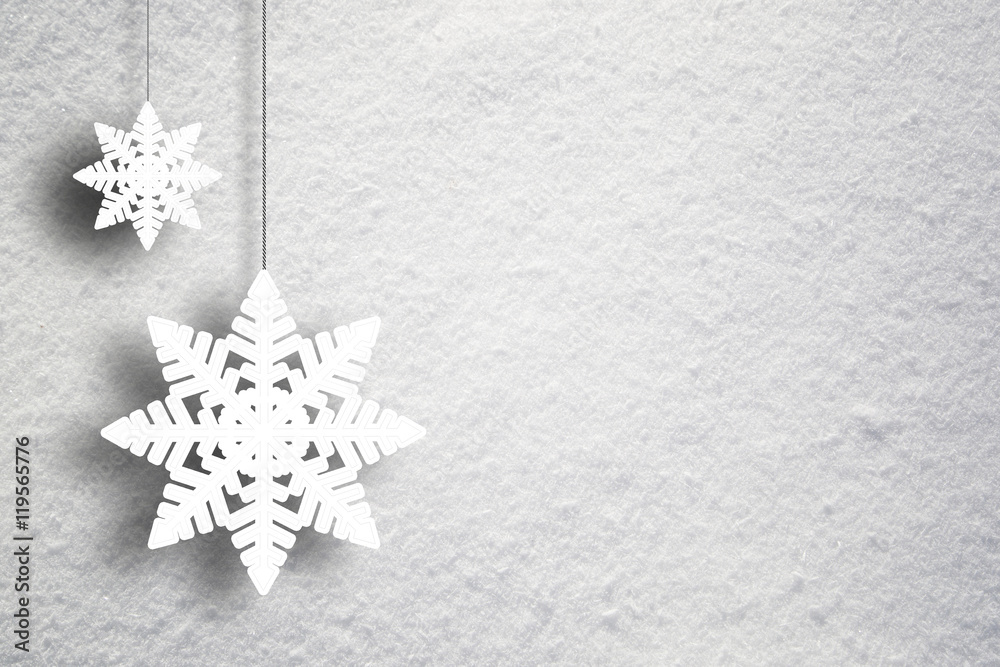 简单抽象的新鲜雪纹理背景，圣诞雪花装饰。新年和圣诞节