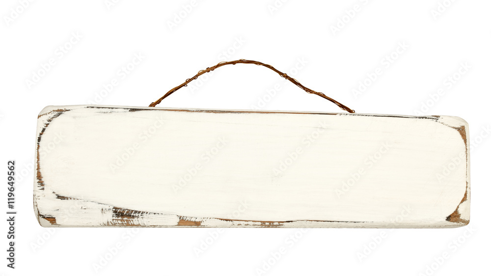 白い木製の空白の看板/クリッピングパス付き