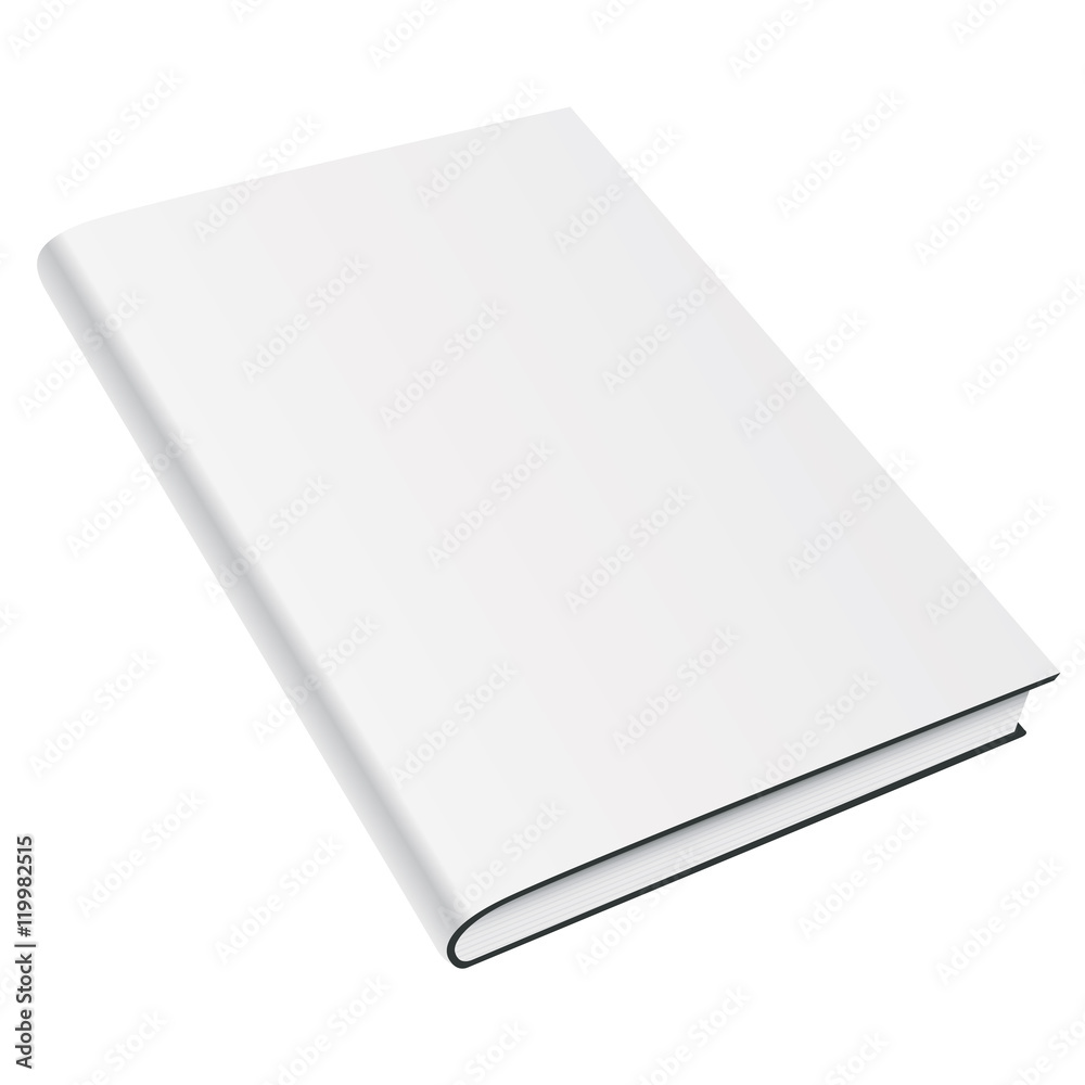 空白书籍封面白色隔离。矢量模型插图