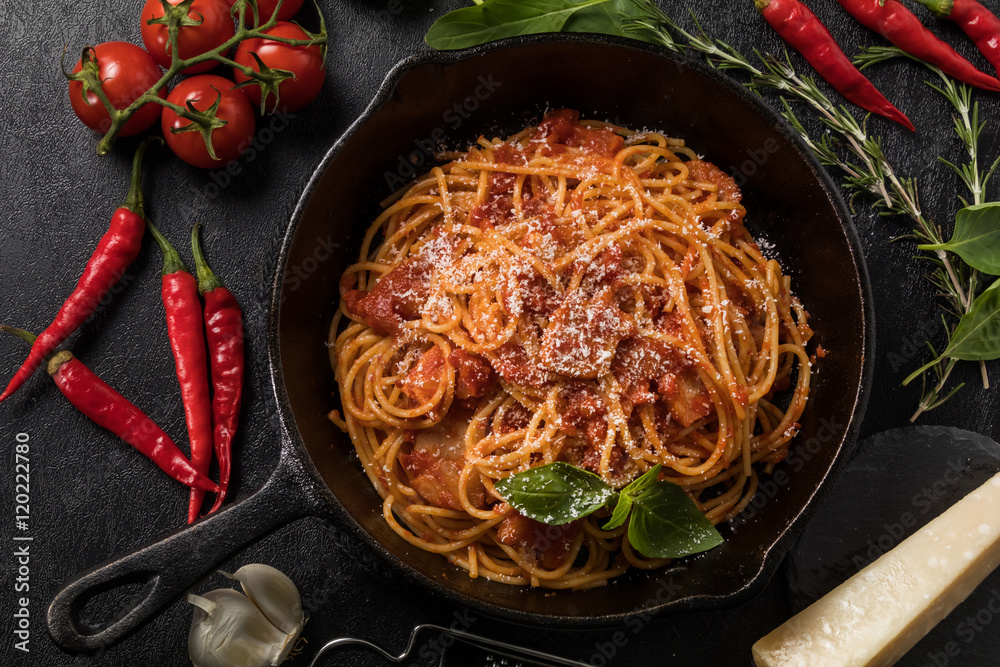 イタリアンパスタ　 アマトリチャーナ　 Spaghetti AllAmatriciana