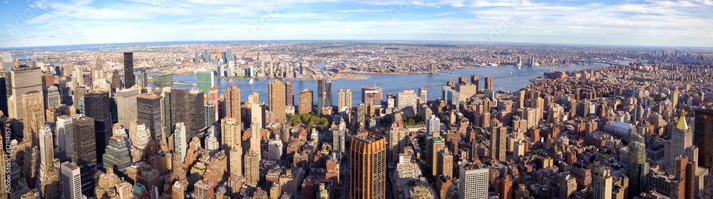 纽约市曼哈顿天际线全景鸟瞰图