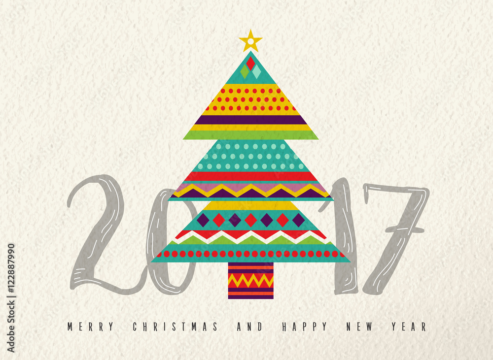 2017新年彩色抽象松树设计