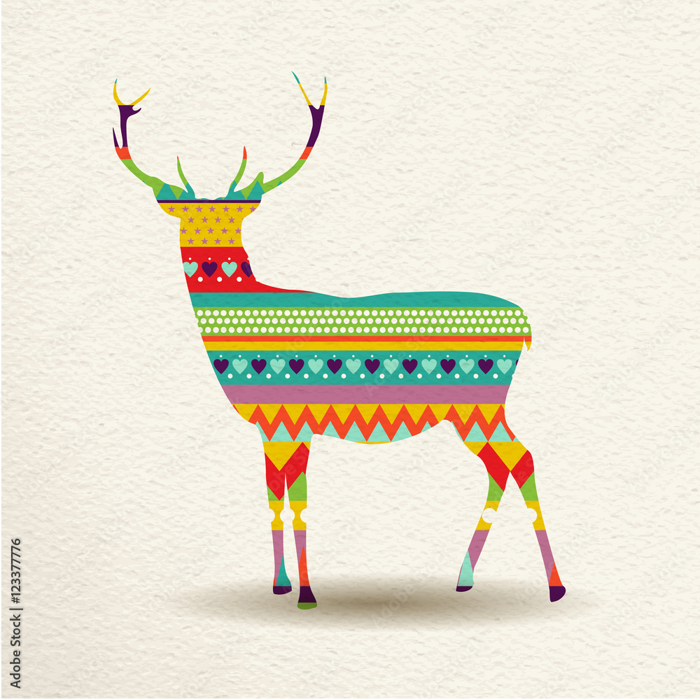 趣味色彩的圣诞驯鹿艺术设计