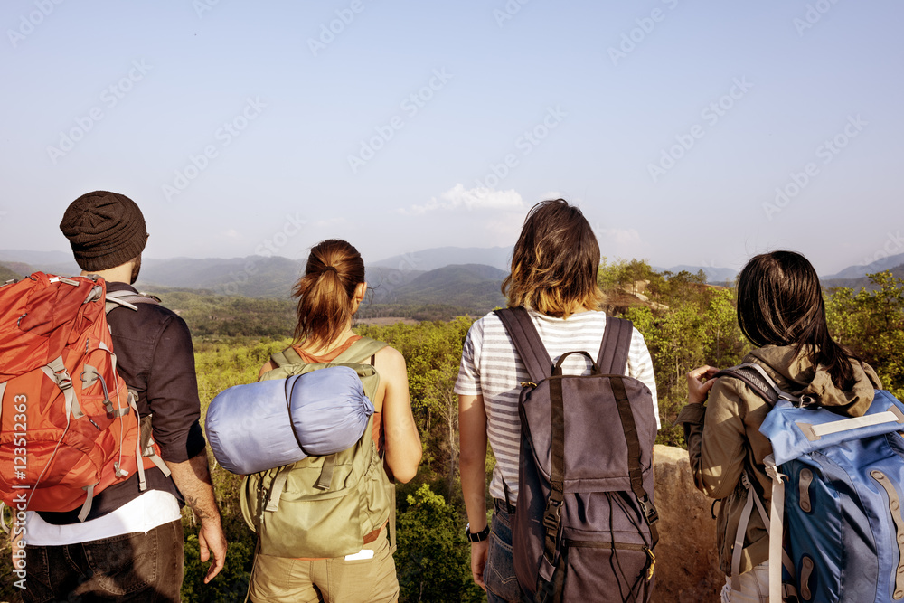 背包客露营徒步旅行旅行旅行概念