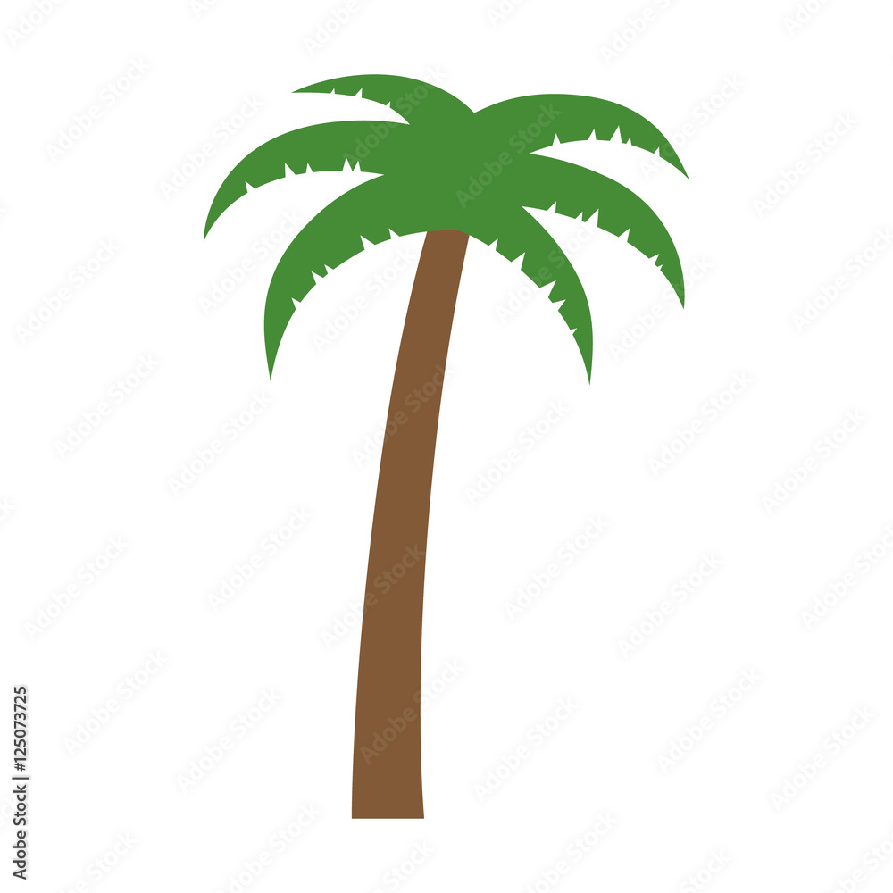 Palm tree or coconut tree flat color icon for vacation apps and websites