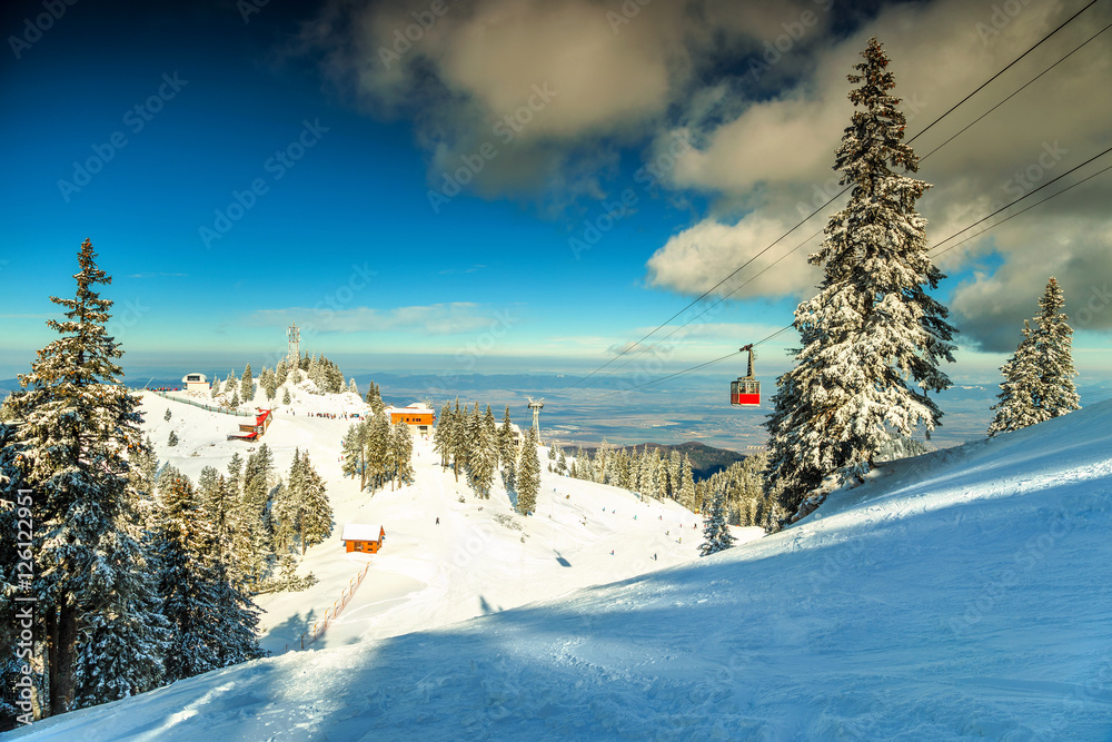 欧洲罗马尼亚波亚纳·布拉索夫喀尔巴阡山脉的神奇滑雪胜地