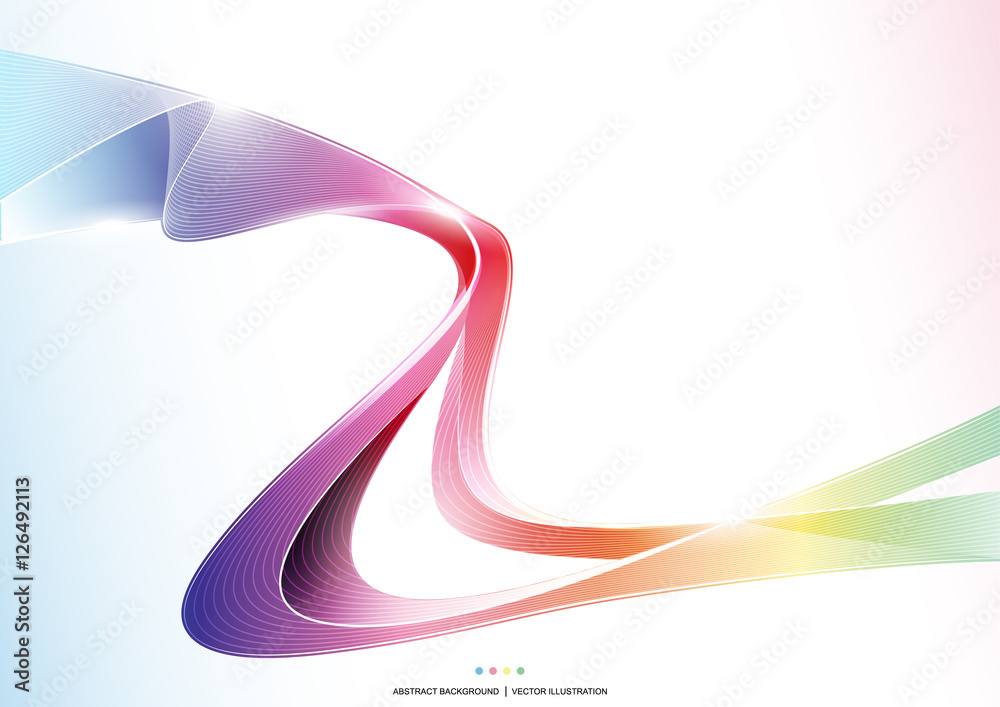 彩色波浪条纹缎带抽象背景，彩虹概念，透明矢量