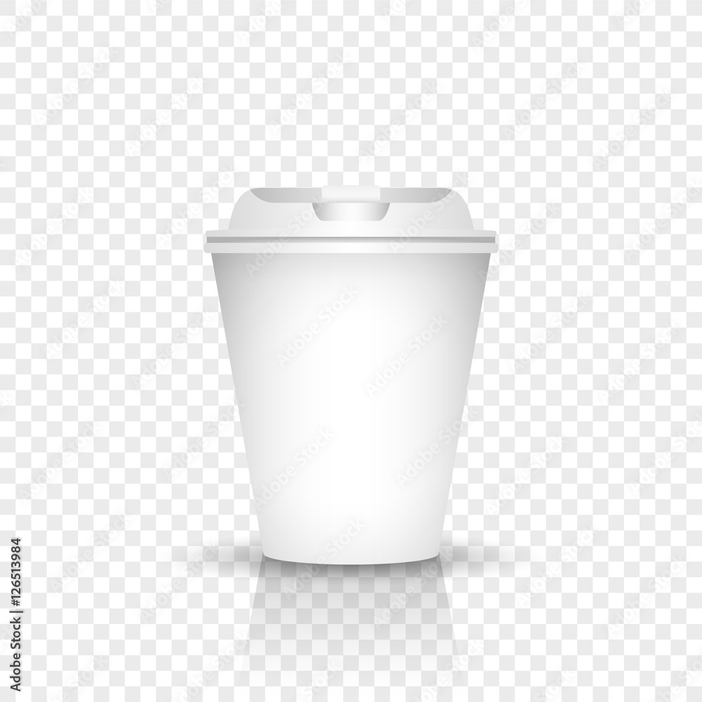 逼真矢量白杯隔离，咖啡，纸杯，塑料杯
