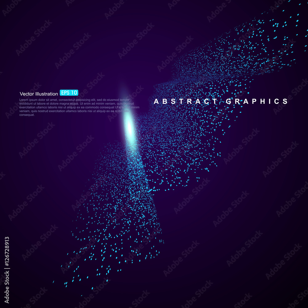 由蓝色颗粒组成的抽象背景，技术感插图。