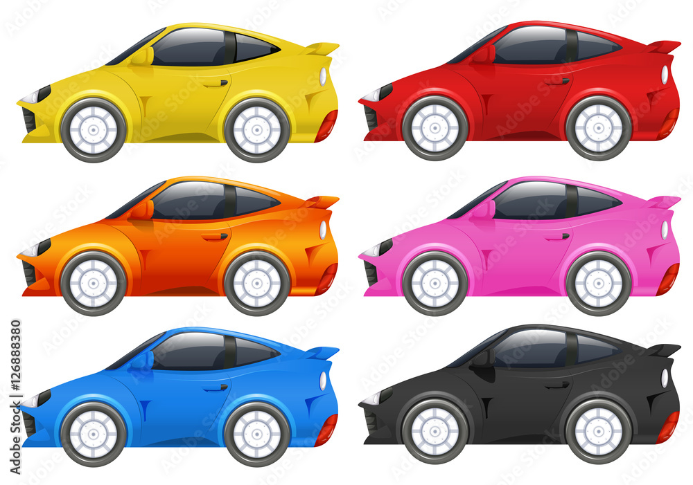 六种不同颜色的赛车