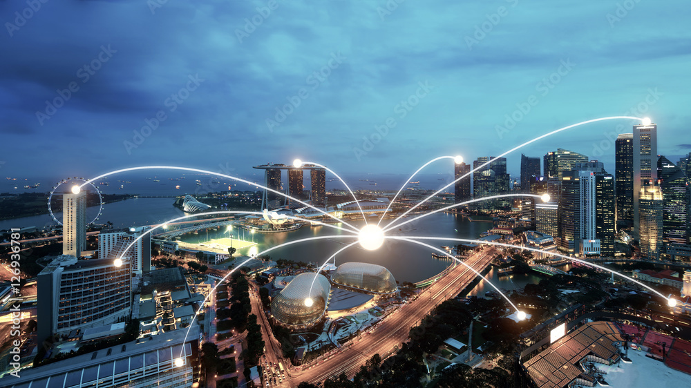 新加坡智慧城市的网络业务连接系统。