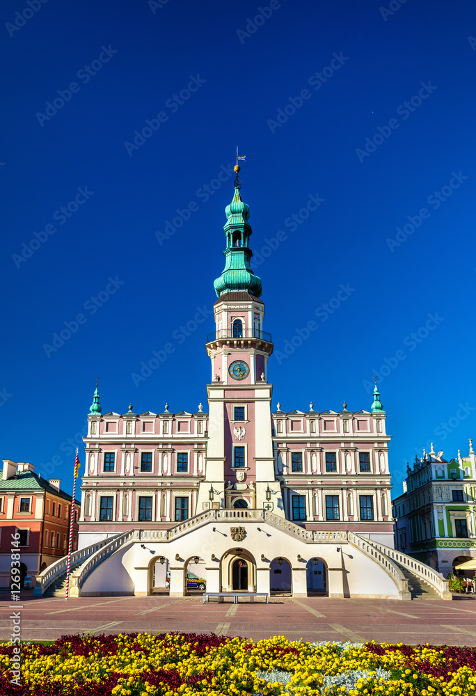 波兰扎莫斯克Rynek Wielki广场上的Ratusz或市政厅