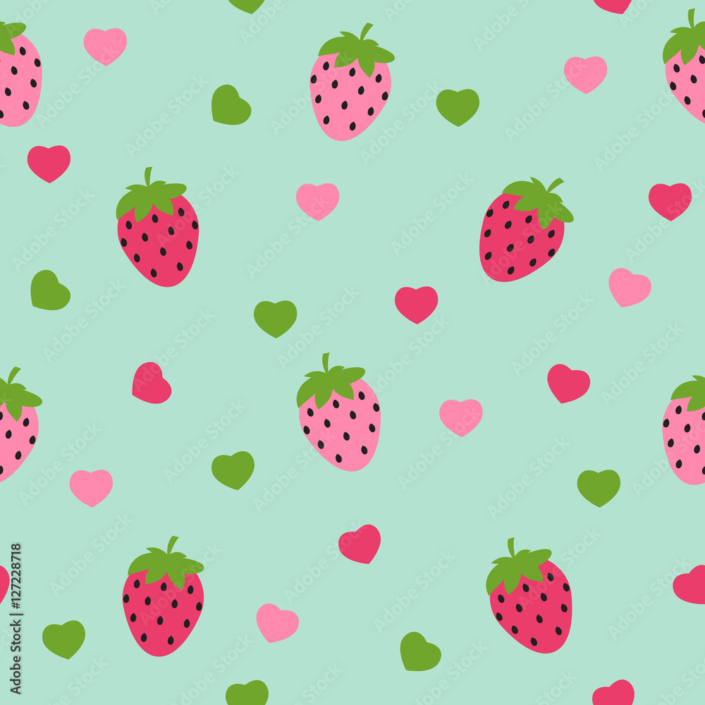 简单草莓无缝图案背景矢量插图