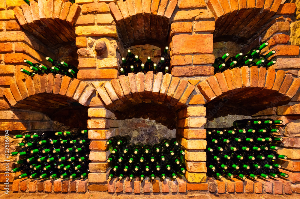 Many bottles in wine cellar