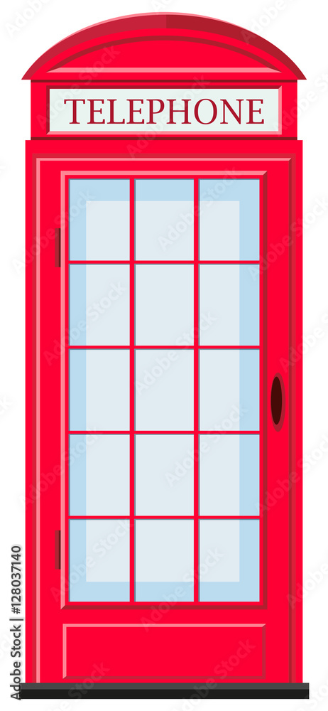 带玻璃门的红色电话亭