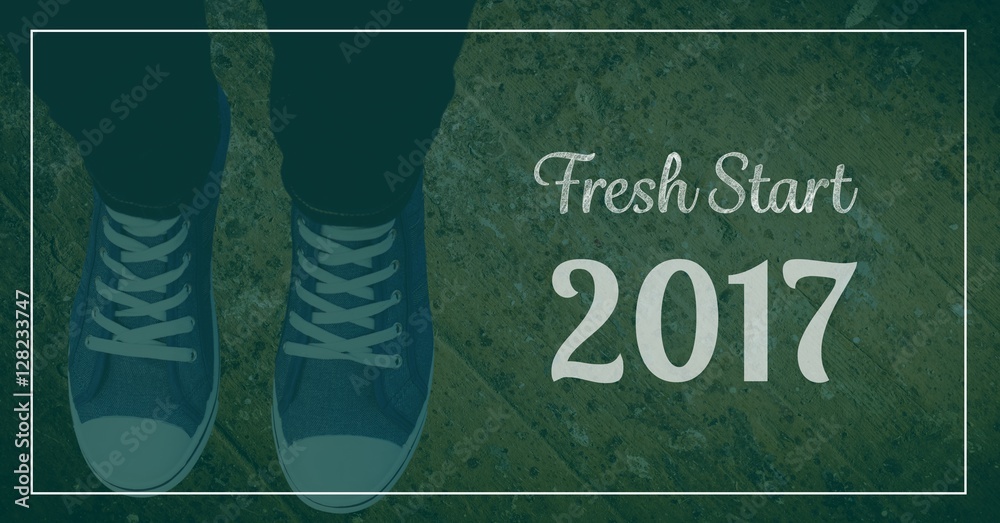 2017 new year wishes with teenager wearing sneakers