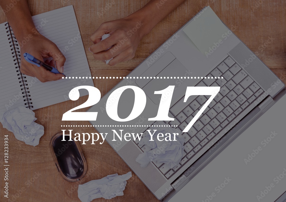 2017 new year wishes against study table