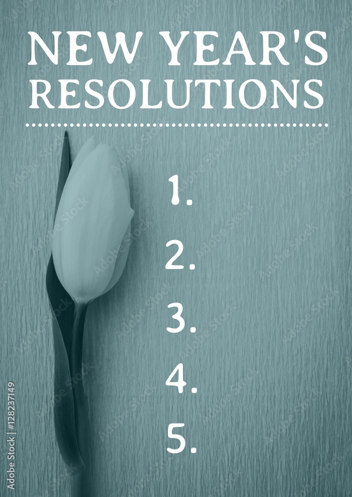 New year resolution goals against tulip flower in background