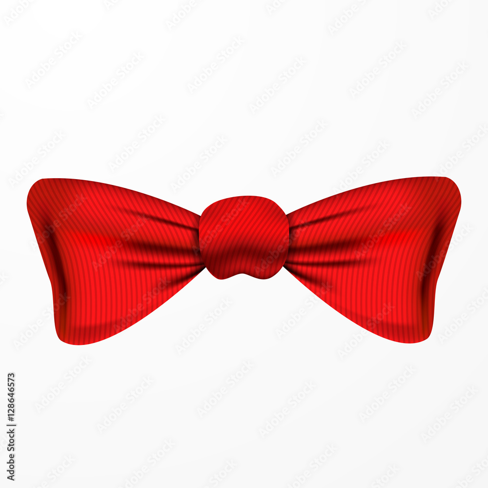 矢量红色领结，逼真设计，白色背景隔离
