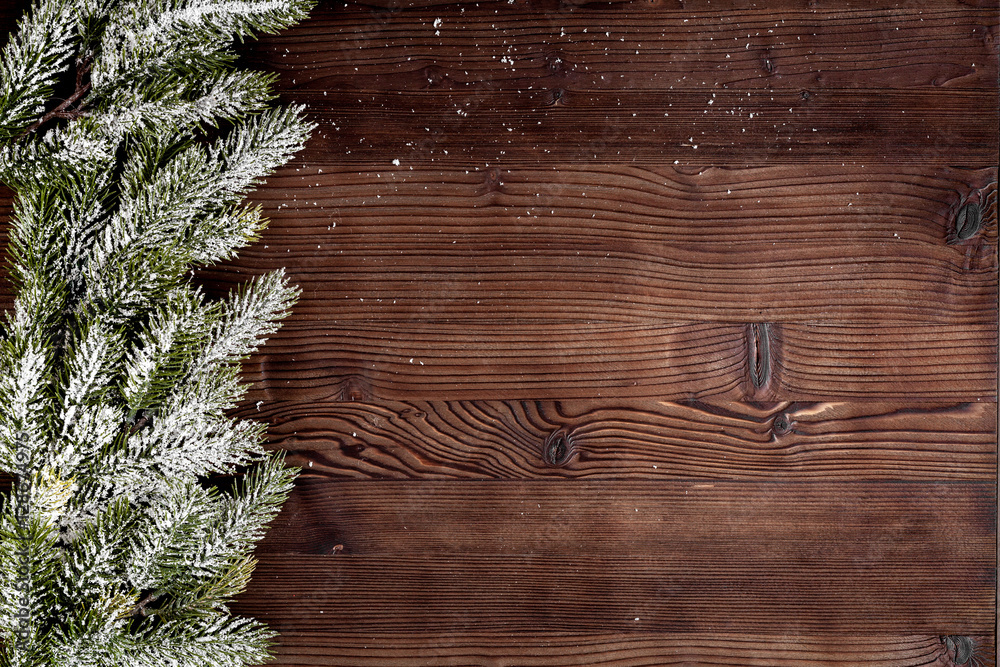 Christmas decorations New Year on dark wooden background top view