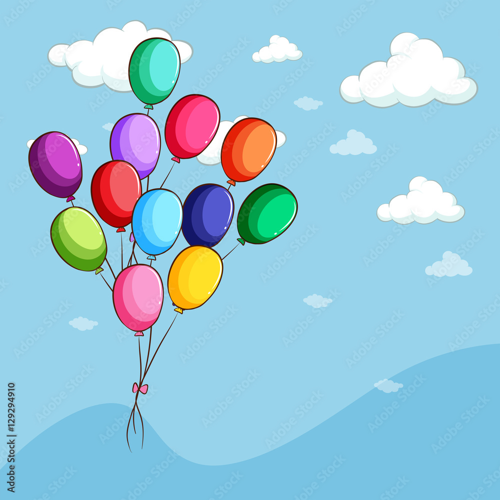 天空中漂浮着五颜六色的气球